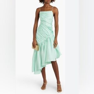 Rasario Asymmetric Pleated linen blend dress FR 38 US 4-6 NEW $2,520
